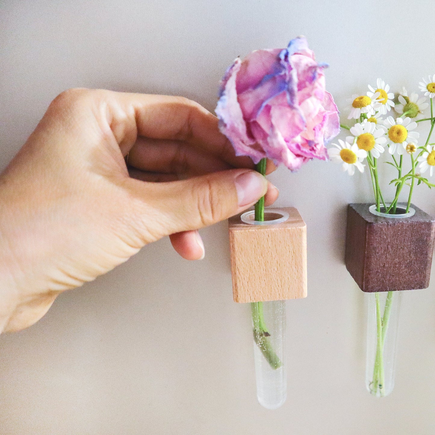 Mini Beech & Walnut Vase Magnets, Set of 2