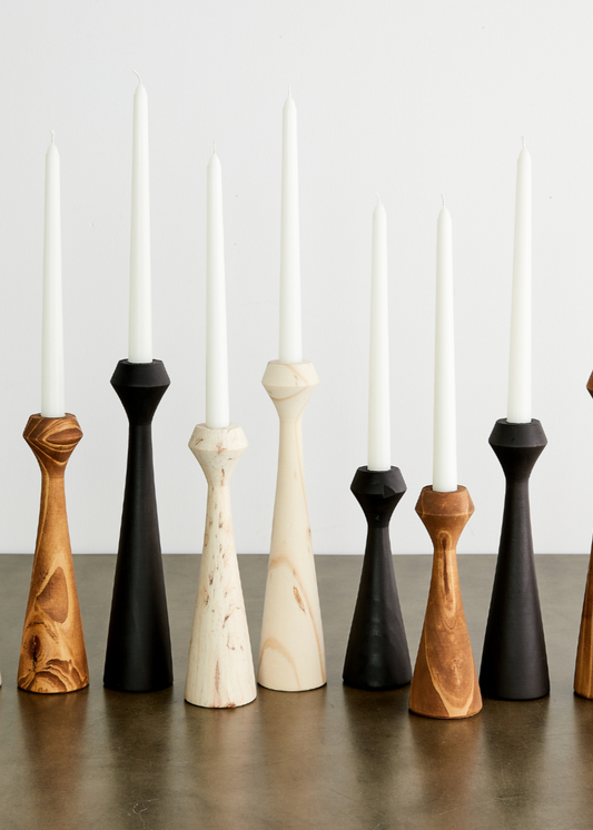 Tapered Diamond Wood Candle Holder