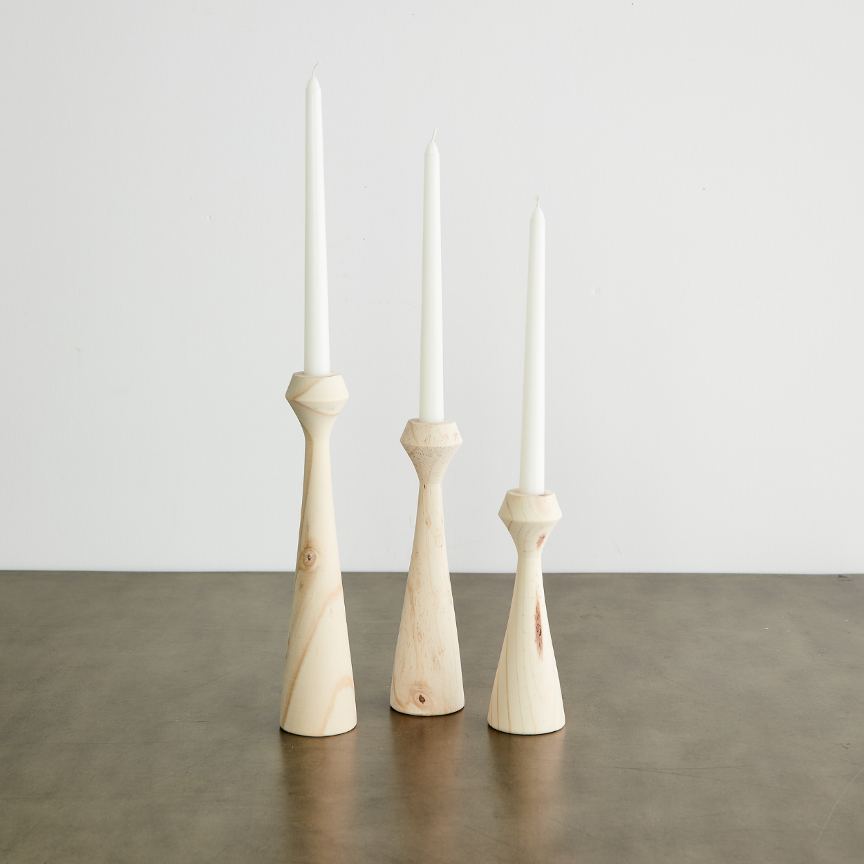 Tapered Diamond Wood Candle Holder