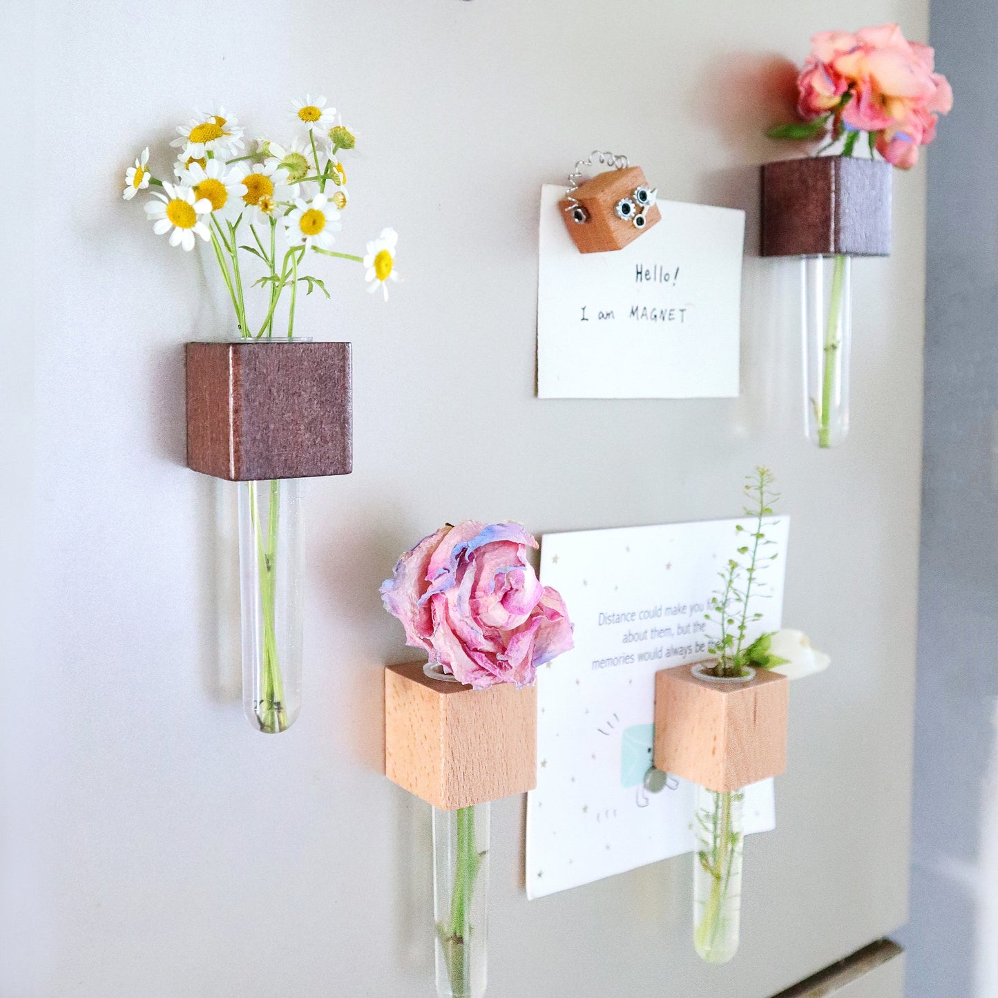 Mini Beech & Walnut Vase Magnets, Set of 2