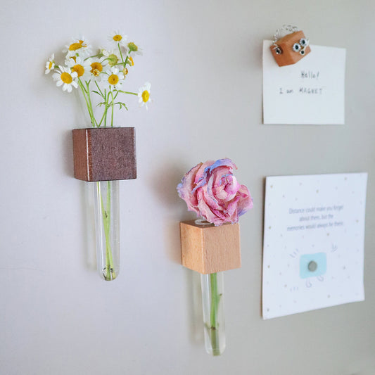 Mini Beech & Walnut Vase Magnets, Set of 2