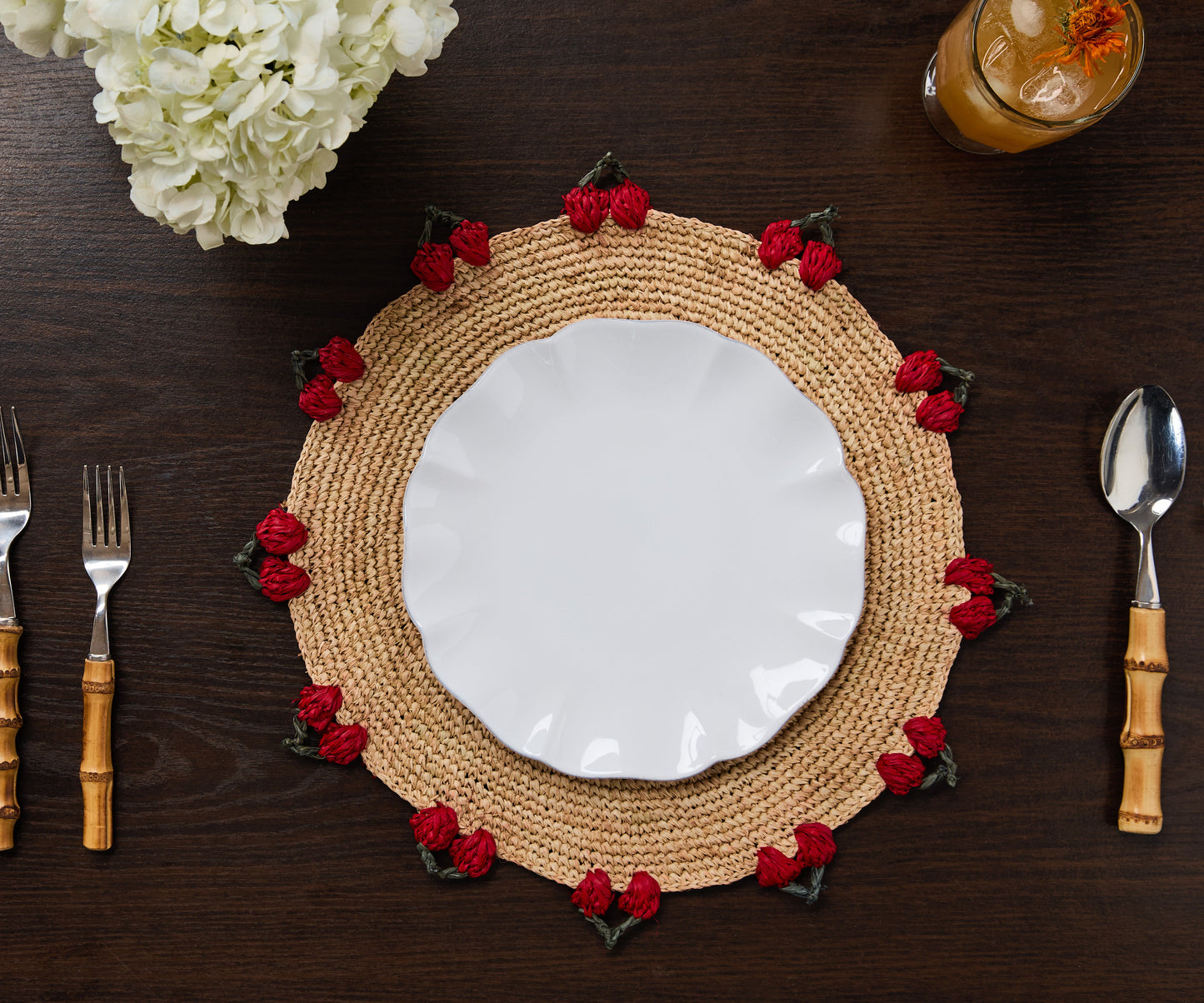 Cherry Scalloped Edge Placemat