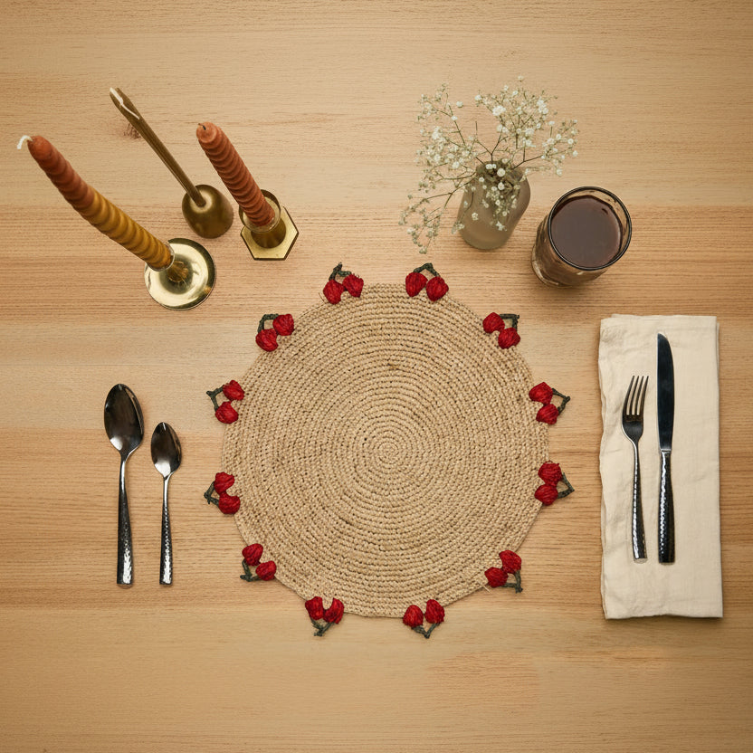 Cherry Scalloped Edge Placemat