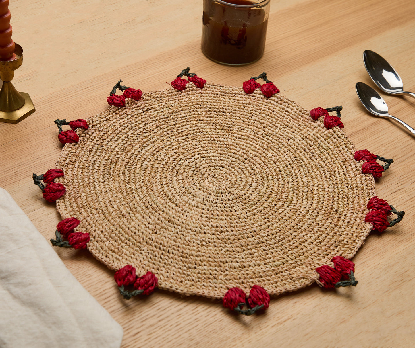 Cherry Scalloped Edge Placemat